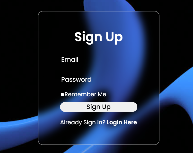 Signup Page screenshot